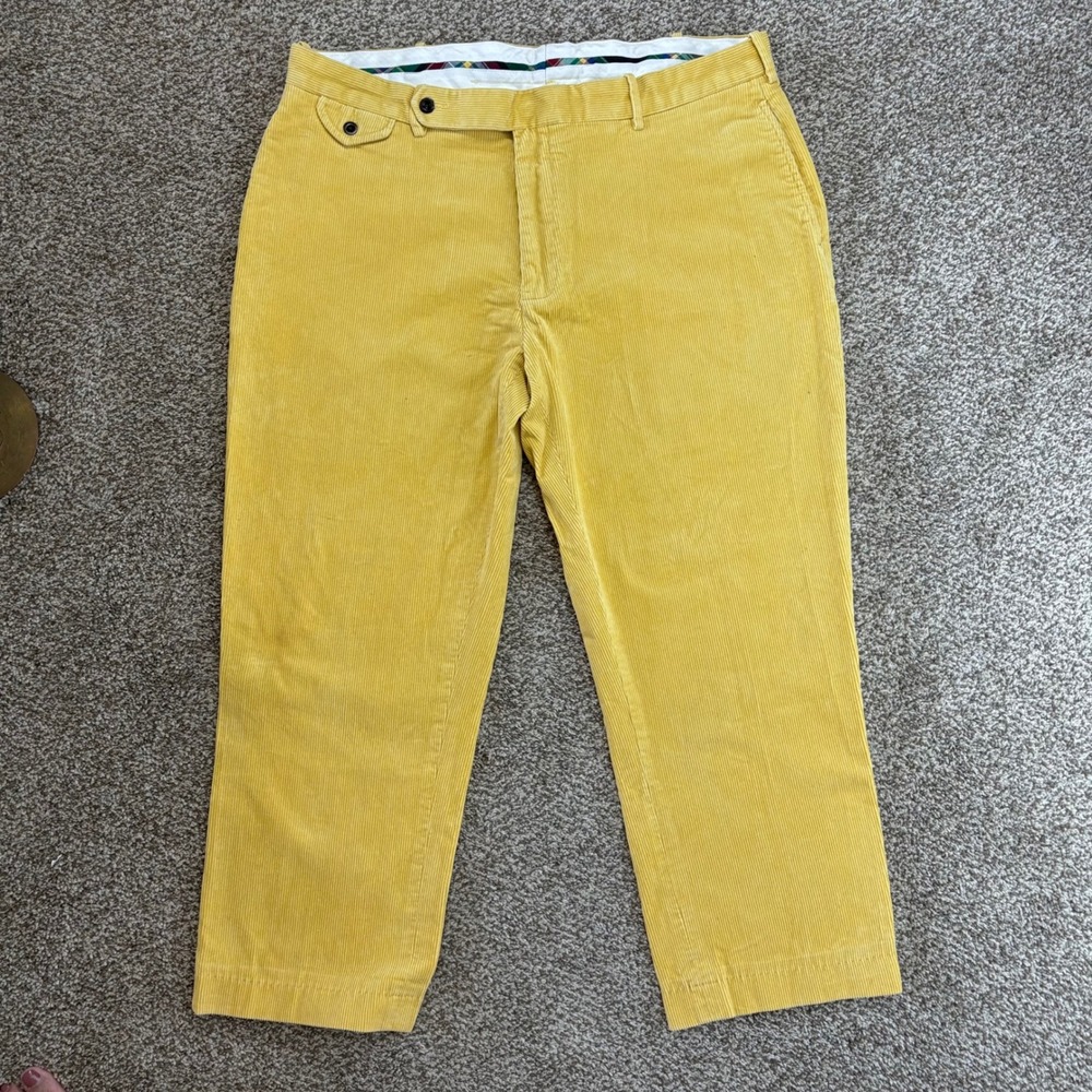 Vintage Polo Ralph Lauren Yellow Corduroy Pants Men 38x27 Prep Golf Grandpa Core